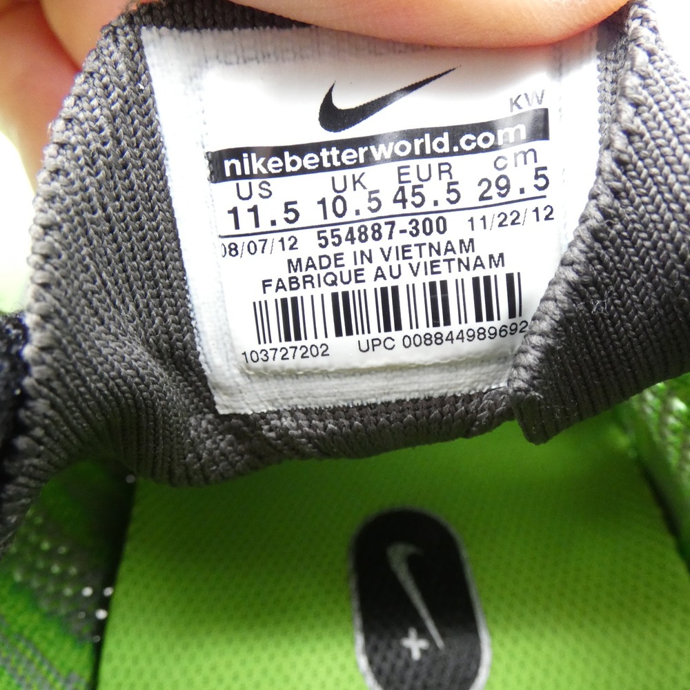 Nike Flyknit Lunar1+ Electric Green Black Running Shoes 554887-300 Mens 11.5 - Picture 10 of 10